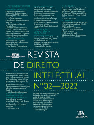 cover image of Revista de Direito Intelectual n.º 2--2022